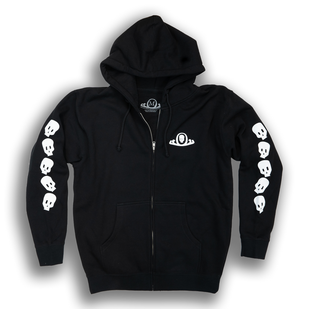 Zip Up Hoodie - Skull Front - Logo Back